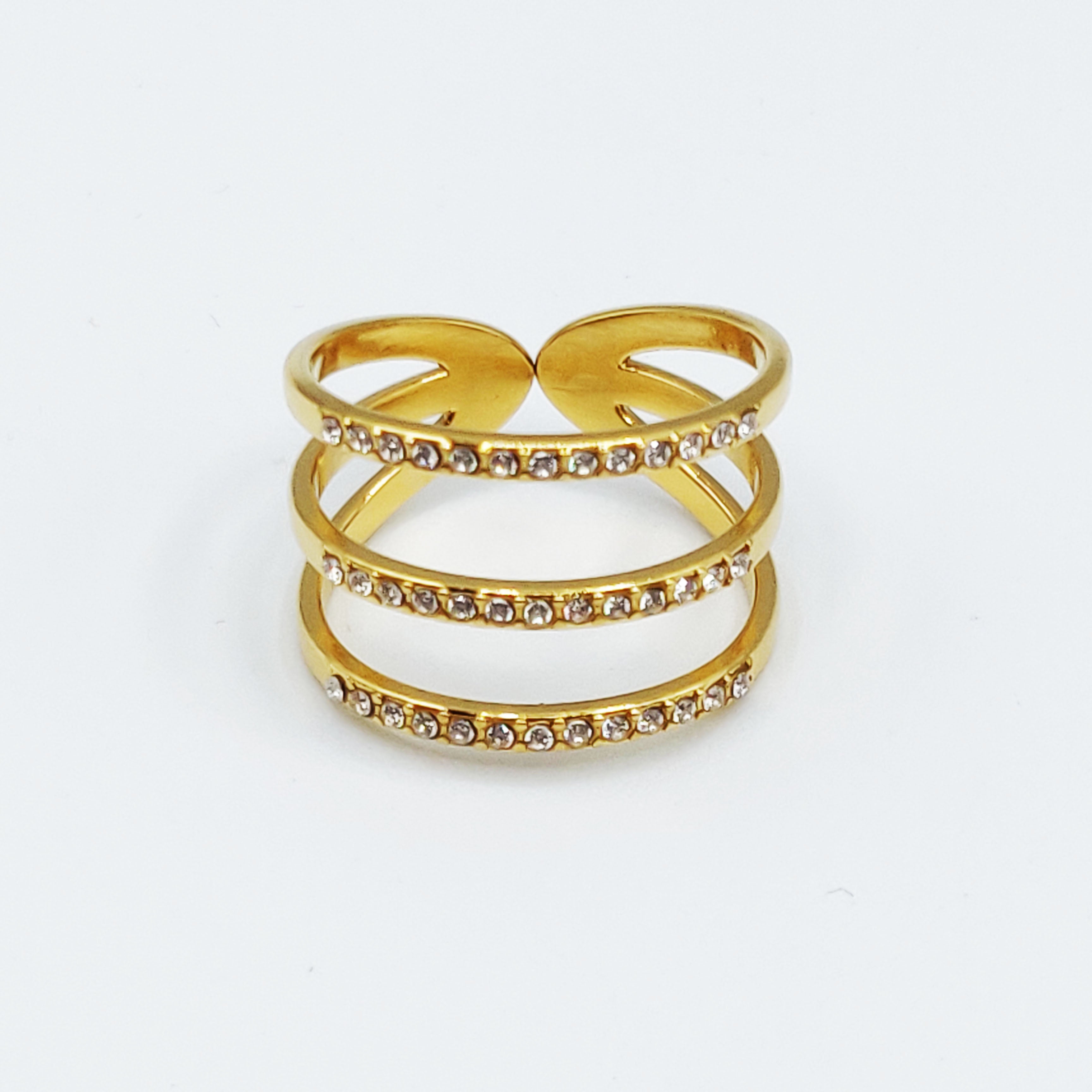 Bague 3 Lignes Cristaux