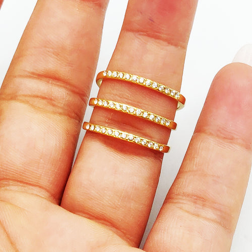 Bague 3 Lignes Cristaux