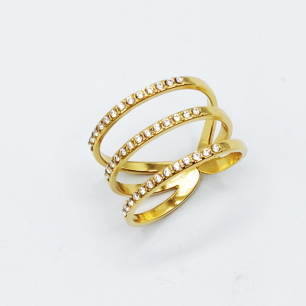 Bague 3 Lignes Cristaux