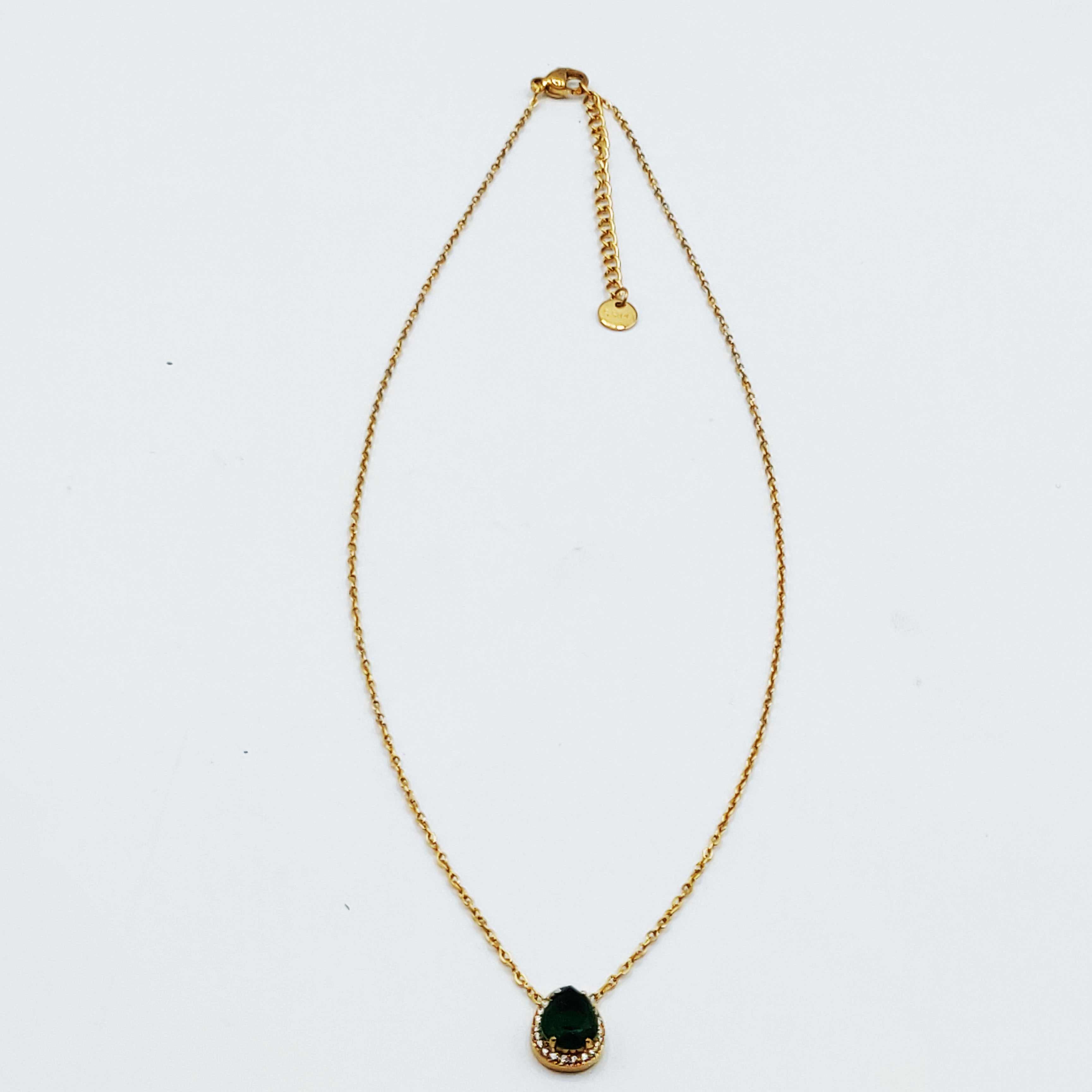 Collier Grande Goutte Cristal Vert Tour Cristaux Luxe