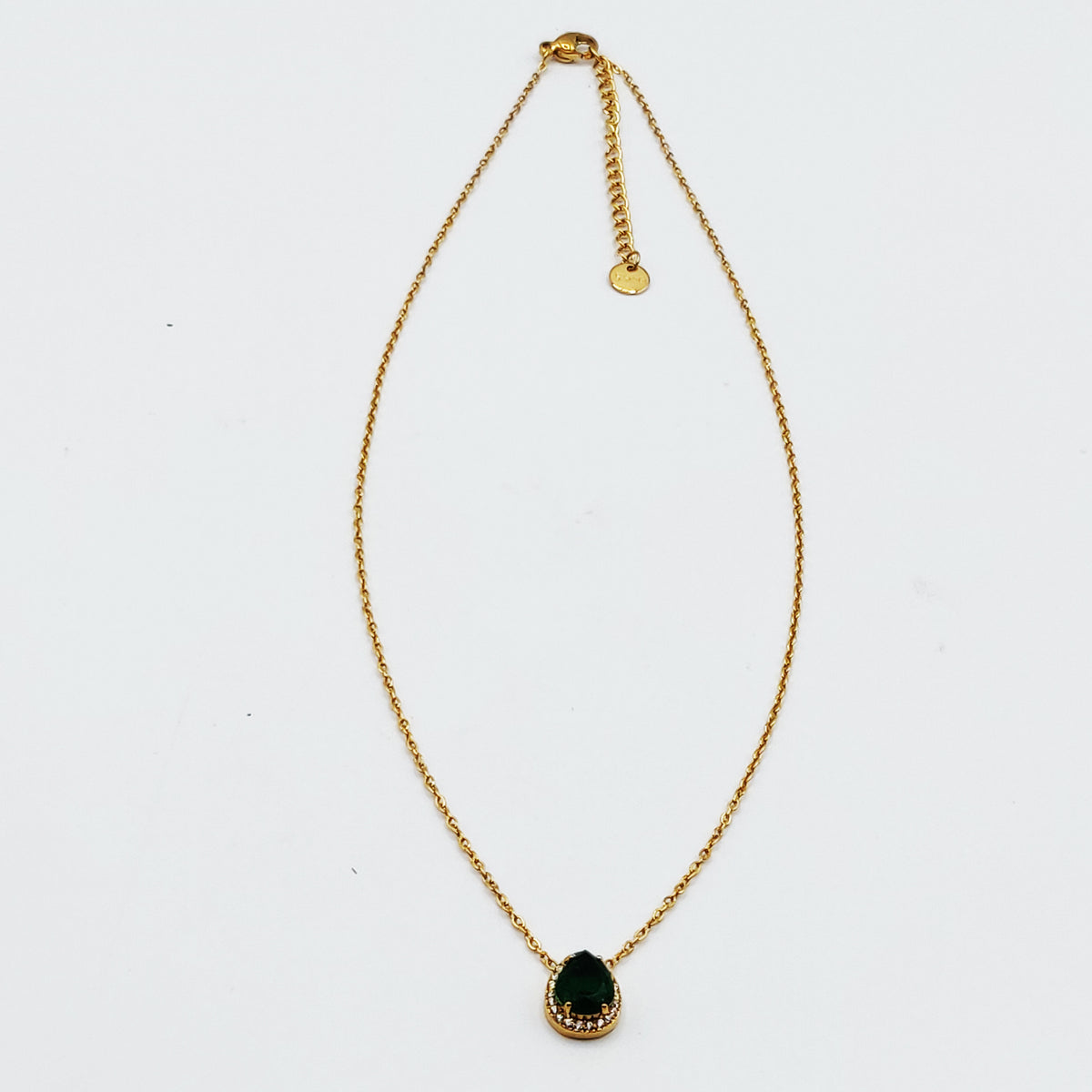 Collier Grande Goutte Cristal Vert Tour Cristaux Luxe