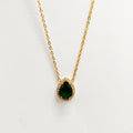 Collier Grande Goutte Cristal Vert Tour Cristaux Luxe