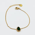 Bracelet Grande Goutte Cristal Vert Tour Cristaux Luxe