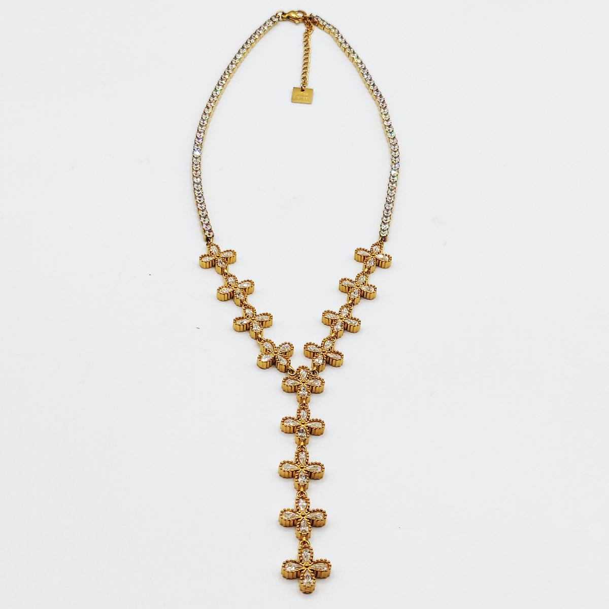 Collier Multi Fleurs 4 Gouttes Cristaux Luxe
