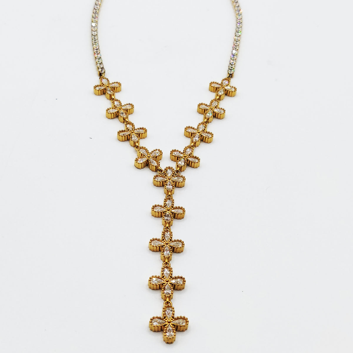 Collier Multi Fleurs 4 Gouttes Cristaux Luxe