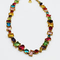 Collier Multi Cristaux Multi Formes et Multicolores Foncés Luxe