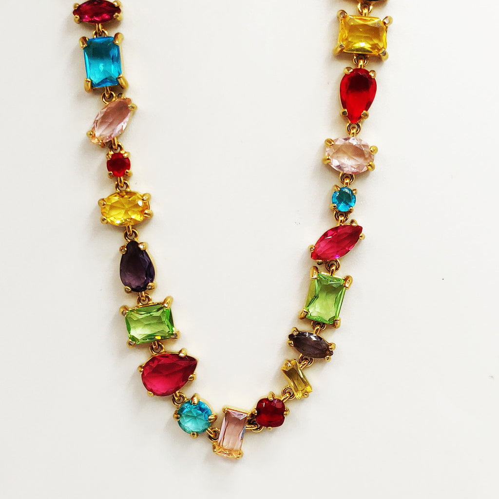 Collier Multi Cristaux Multi Formes et Multicolores Foncés Luxe