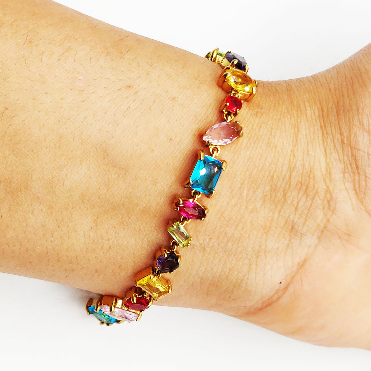 Bracelet Multi Cristaux Multi Formes et Multicolores Foncés Luxe