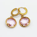 Boucles d'oreilles Multi Gros Cristaux Ronds Roses Luxe