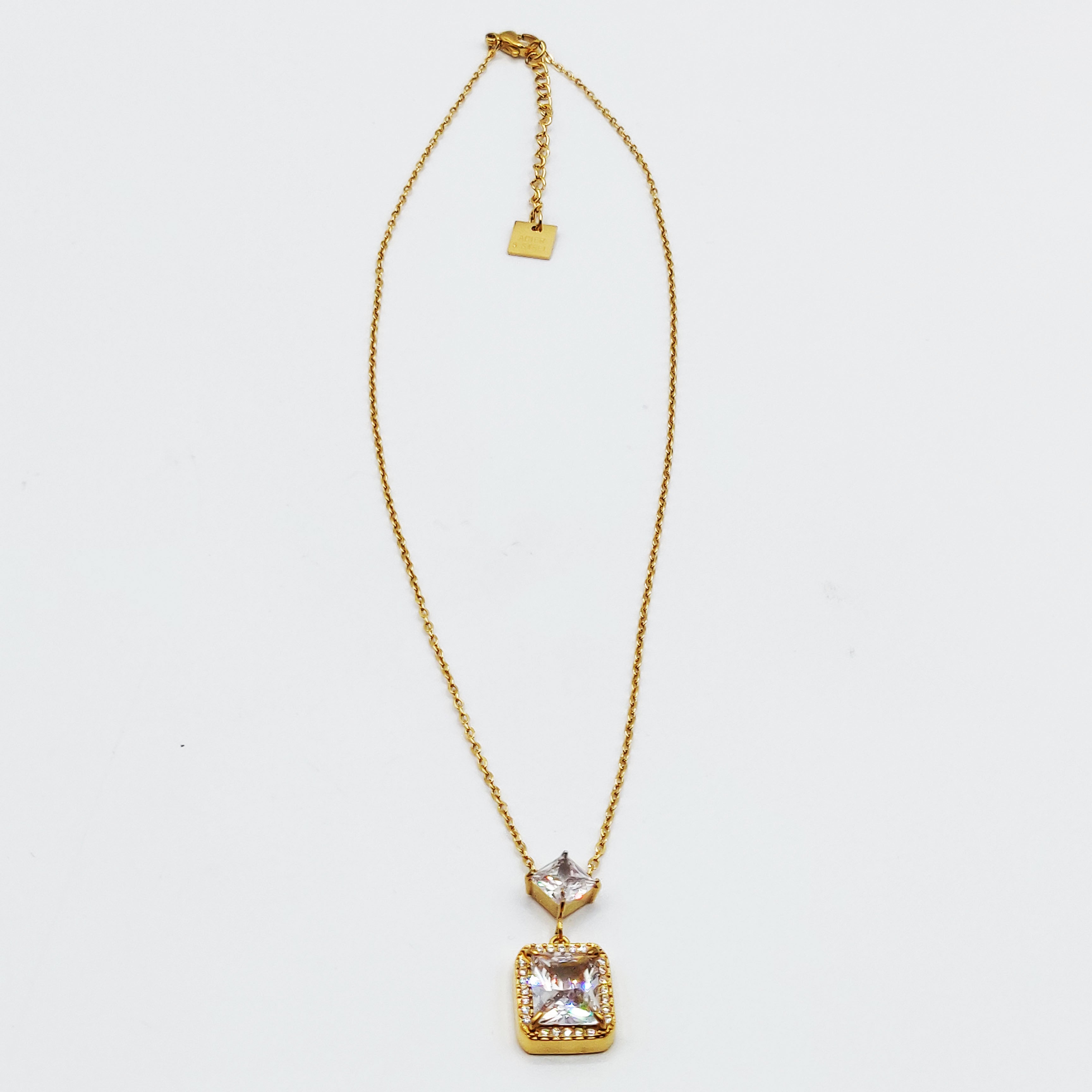 Collier Rectangle Cristal Tour Cristaux Luxe