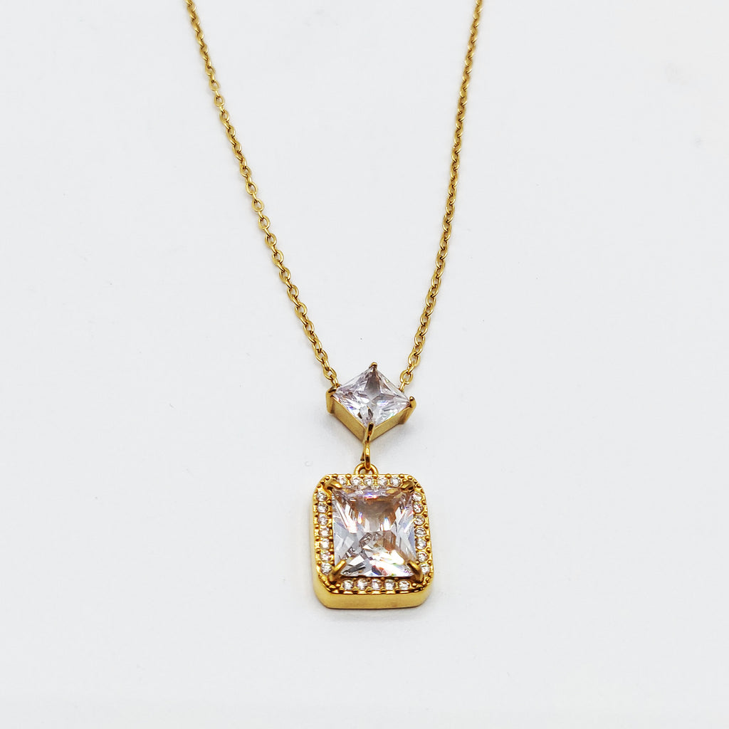 Collier Rectangle Cristal Tour Cristaux Luxe