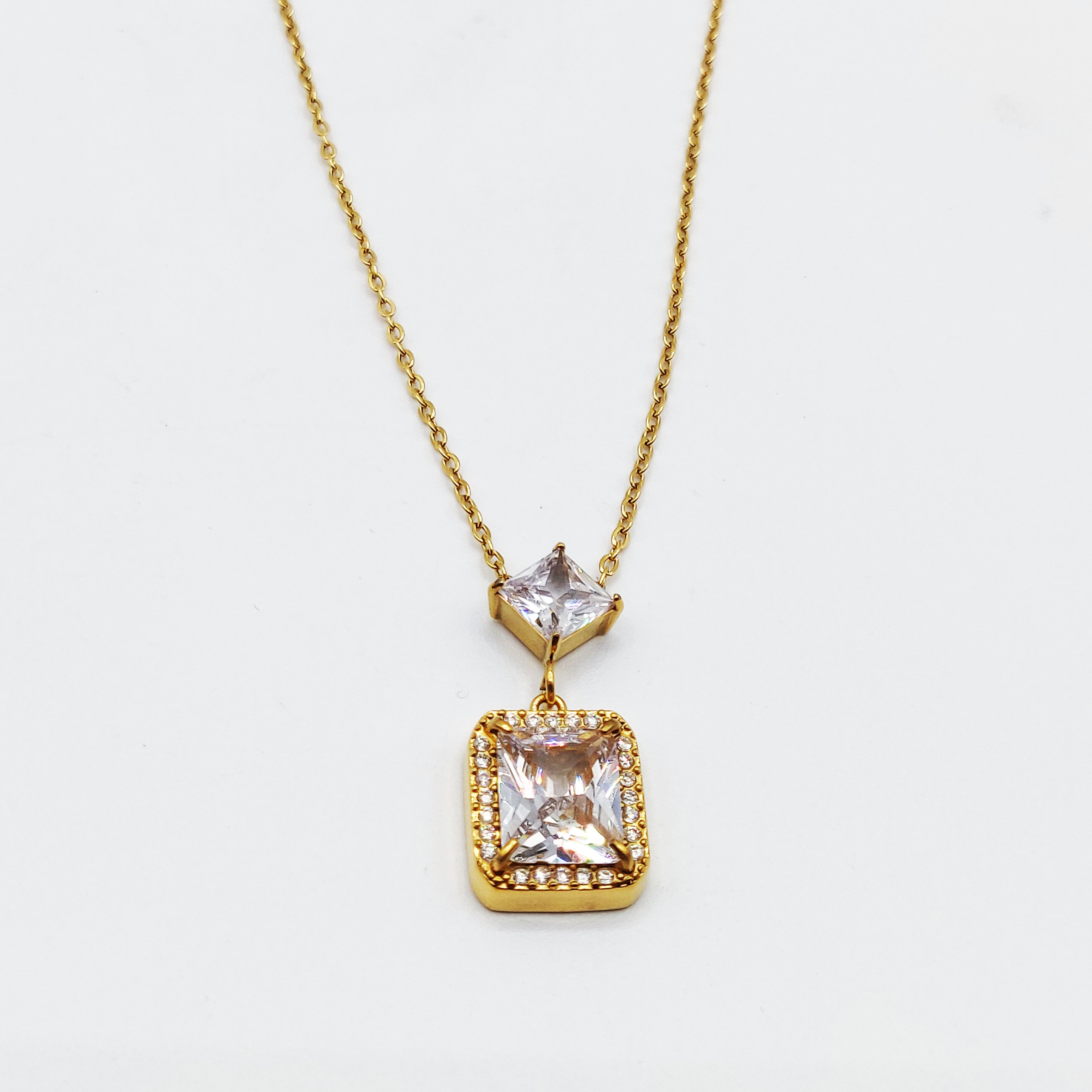 Collier Rectangle Cristal Tour Cristaux Luxe