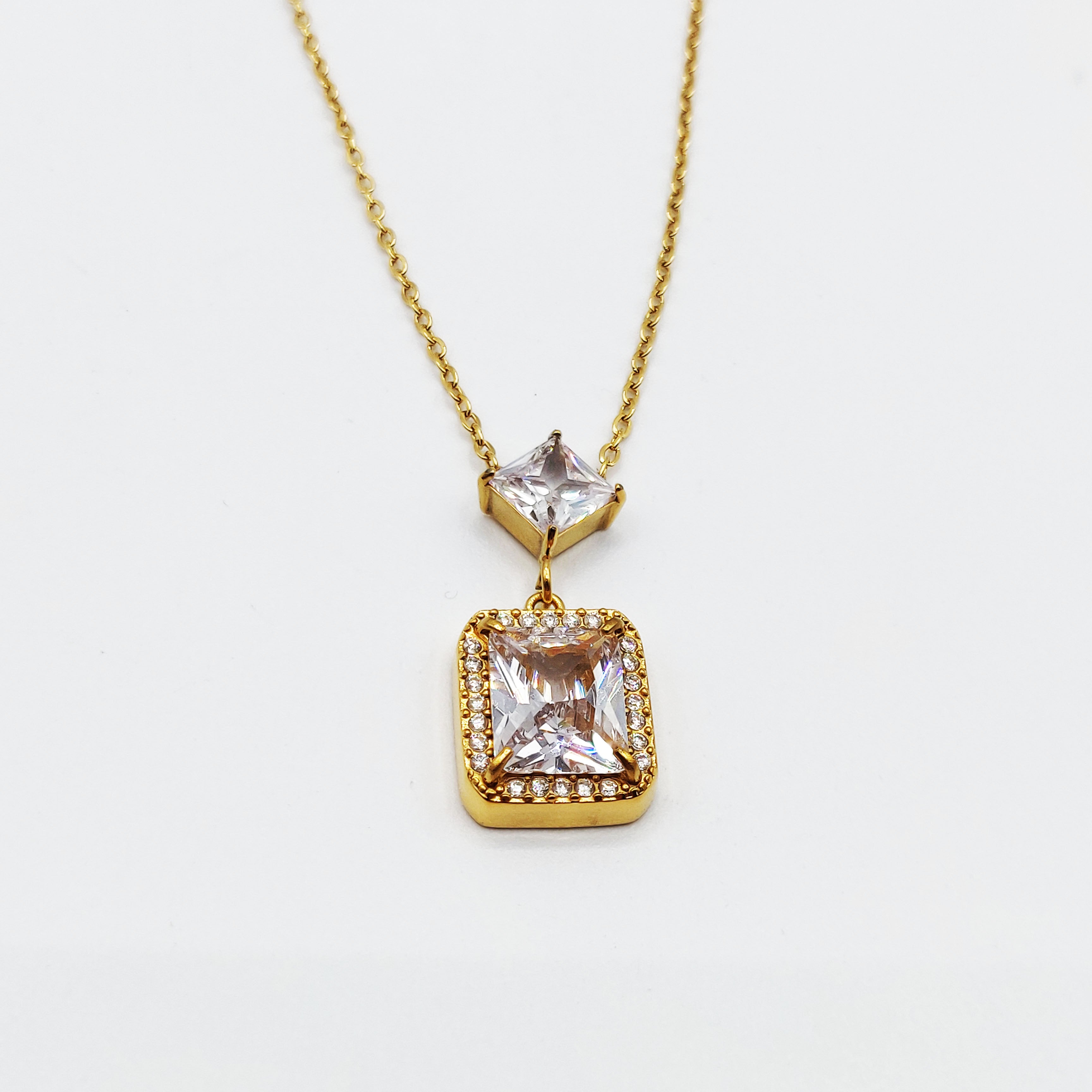 Collier Rectangle Cristal Tour Cristaux Luxe