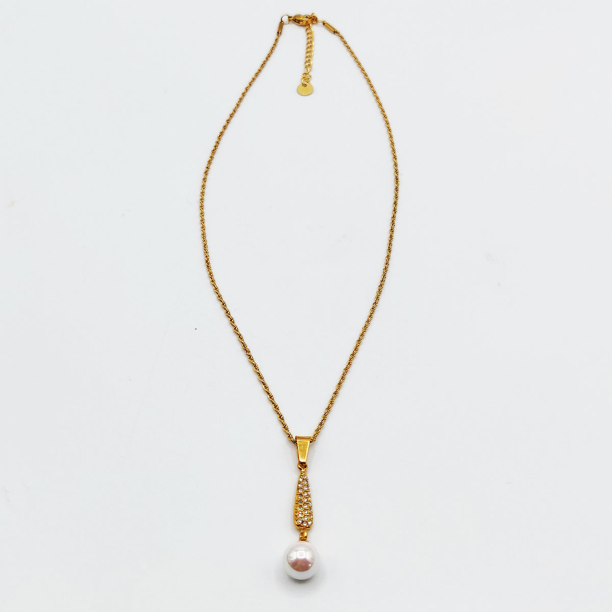 Collier Goutte Cristaux et Perle d'imitation Blanche Luxe