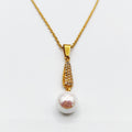 Collier Goutte Cristaux et Perle d'imitation Blanche Luxe