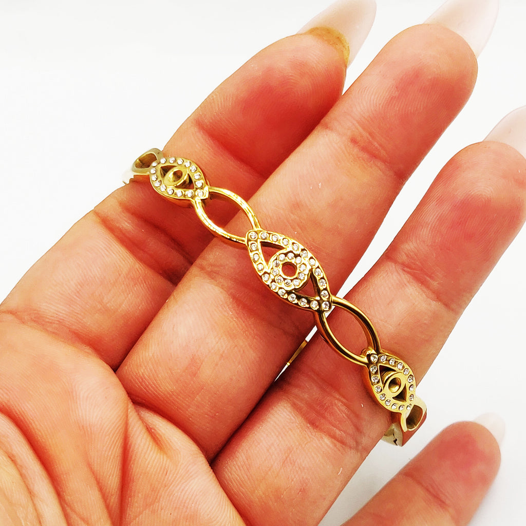 Bracelet Rigide Multi Yeux Fashion Cristaux Luxe
