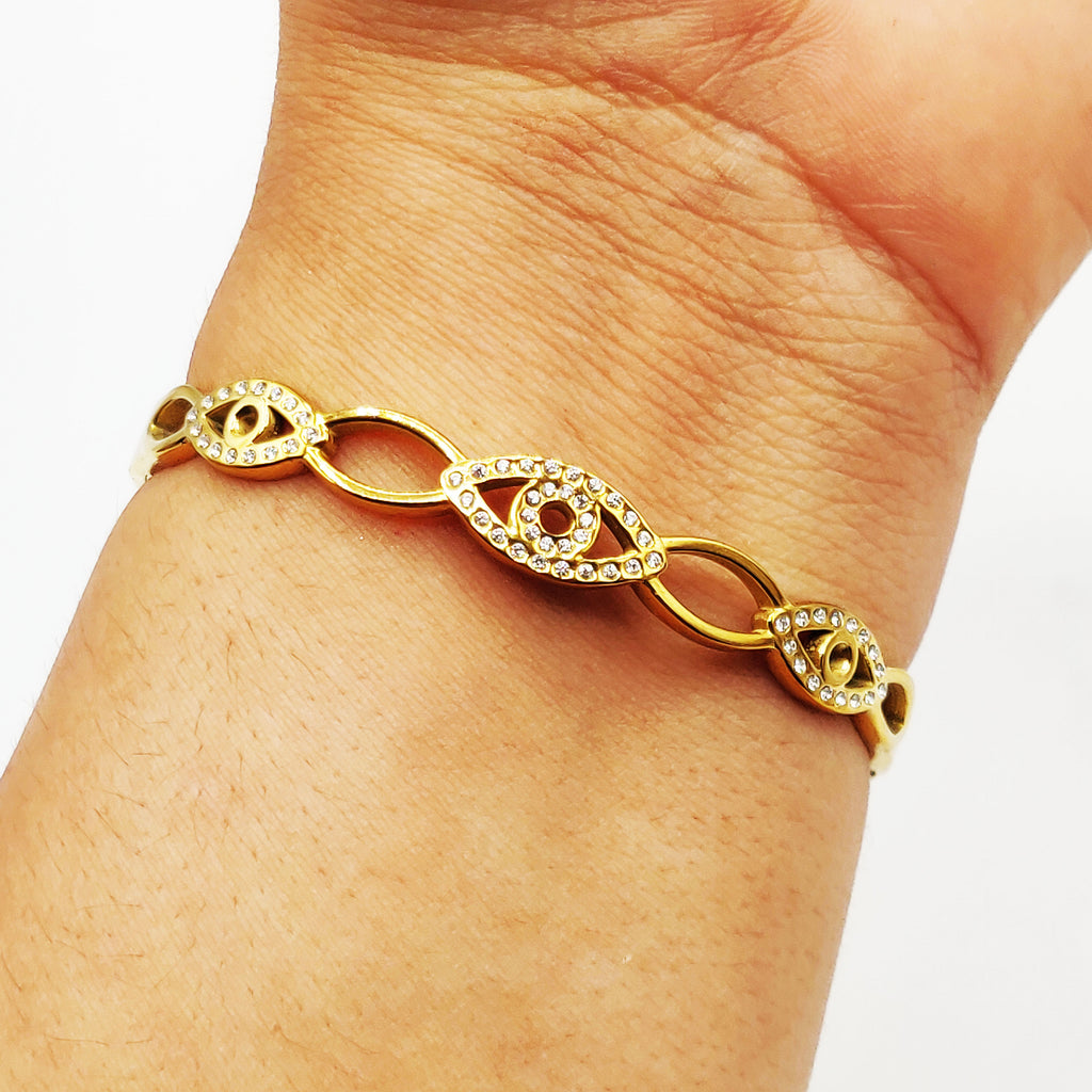 Bracelet Rigide Multi Yeux Fashion Cristaux Luxe
