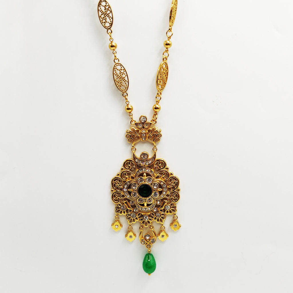 Collier / Sautoir Rosace Royale Cristal Vert Luxe