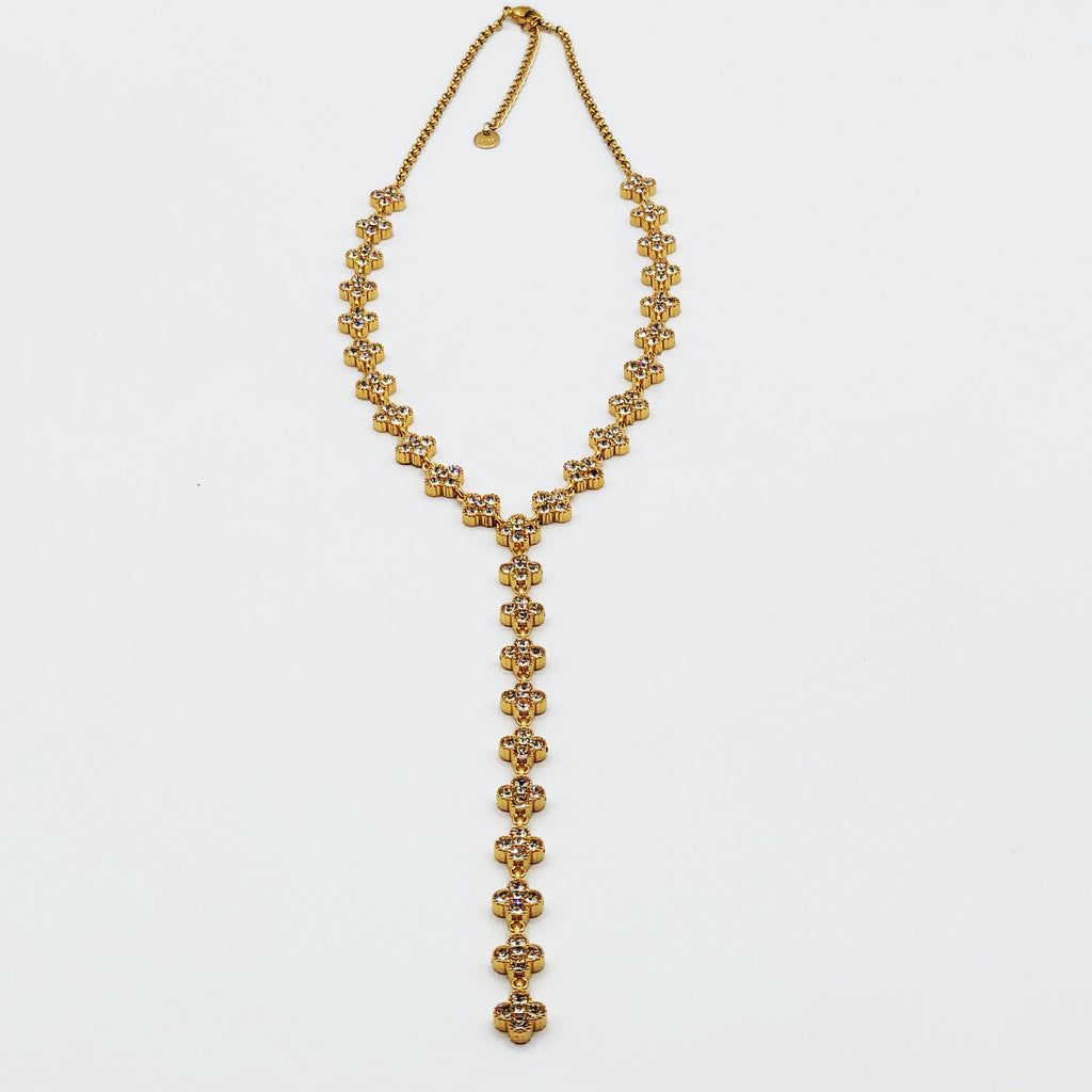 Collier Multi Trèfles 4 Cristaux Luxe Descendant