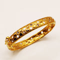 Bracelet Rigide Double Lignes Hexagones Dorés et Cristaux Luxe