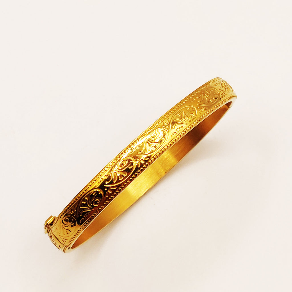Bracelet Rigide Motifs Vagues Orientales Gravées Luxe