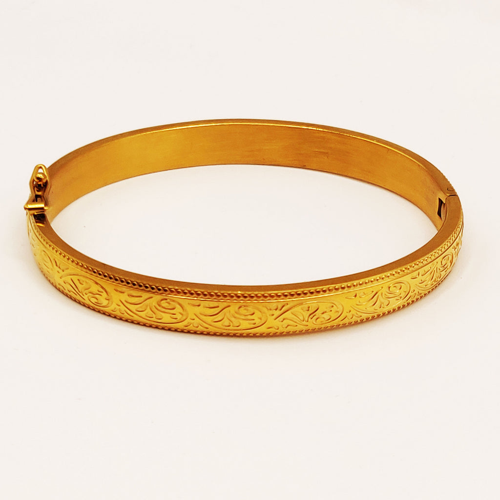 Bracelet Rigide Motifs Vagues Orientales Gravées Luxe