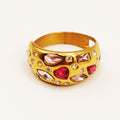 Bague Cristaux Multiformes Roses et Transparents Luxe