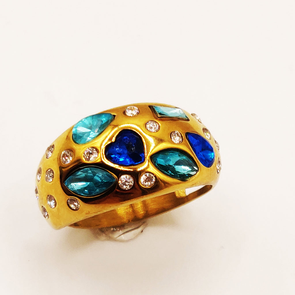Bague Cristaux Multiformes Bleus et Transparents Luxe
