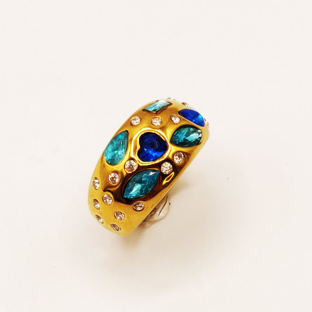 Bague Cristaux Multiformes Bleus et Transparents Luxe