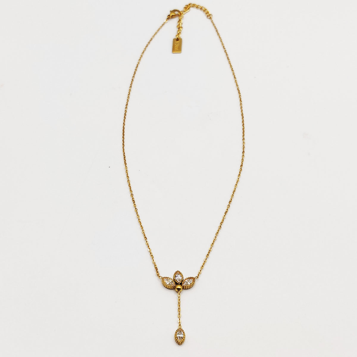 Collier Triple Feuilles Cristaux Pendentif Feuille Luxe