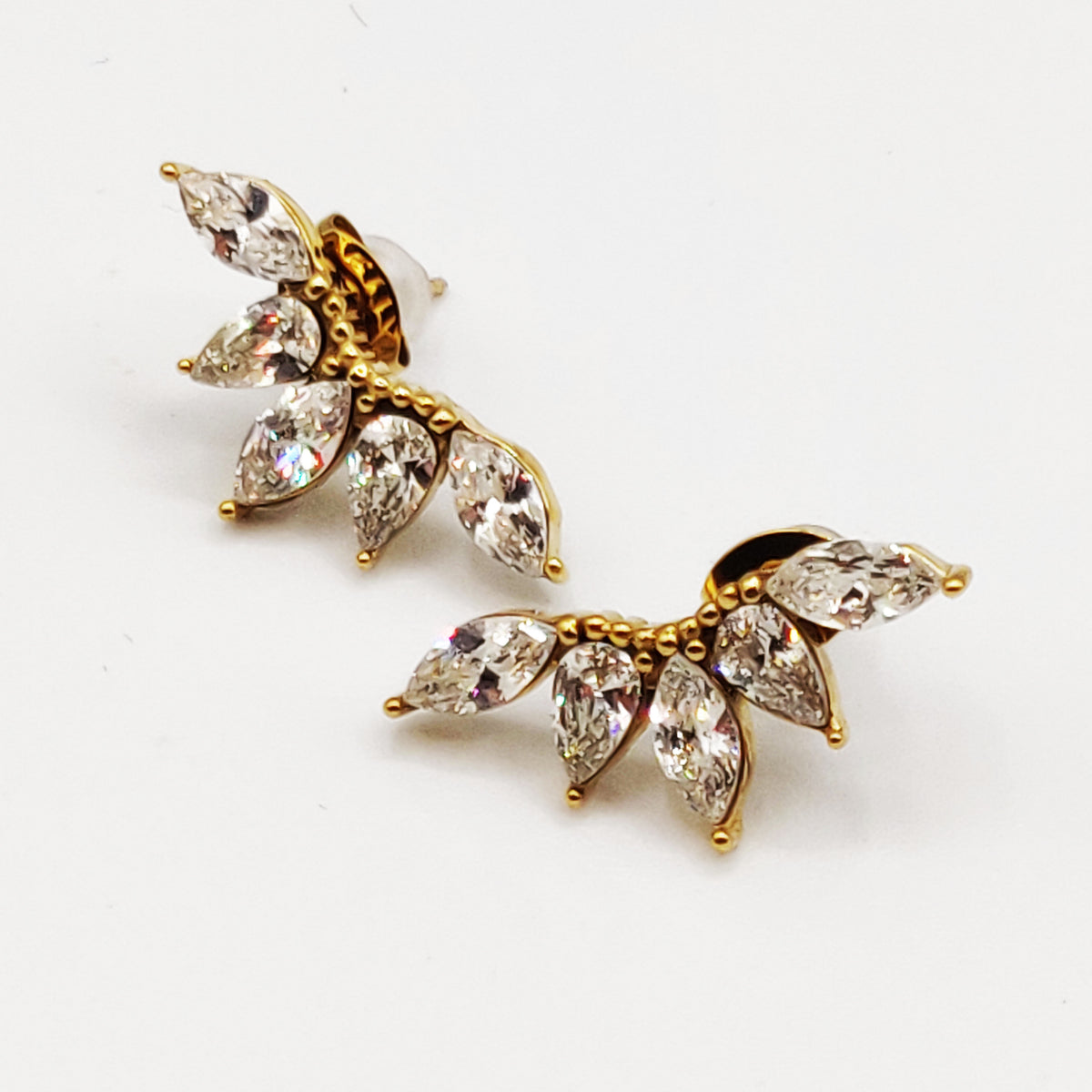 Boucles d'oreilles 5 Feuilles Cristaux Luxe