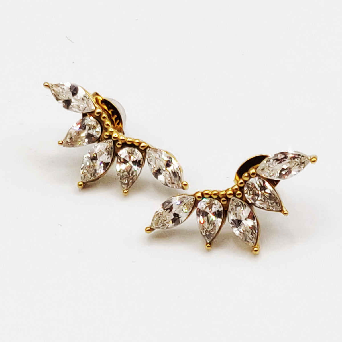 Boucles d'oreilles 5 Feuilles Cristaux Luxe
