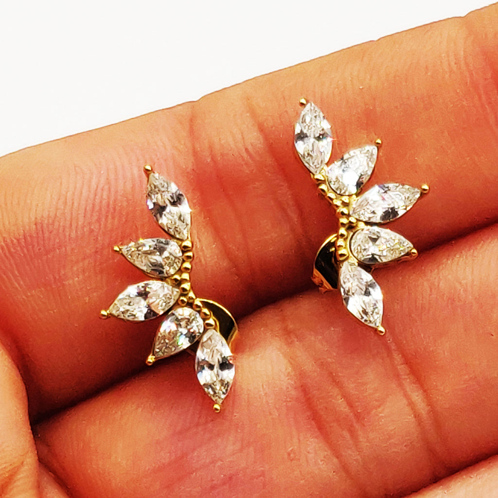 Boucles d'oreilles 5 Feuilles Cristaux Luxe