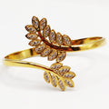 Bracelet Rigide Feuilles Cristaux Luxe