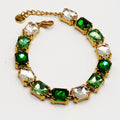 Bracelet Multi Cristaux Rectangles Verts et Blancs Luxe