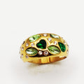 Bague Cristaux Multiformes Verts et Transparents Luxe