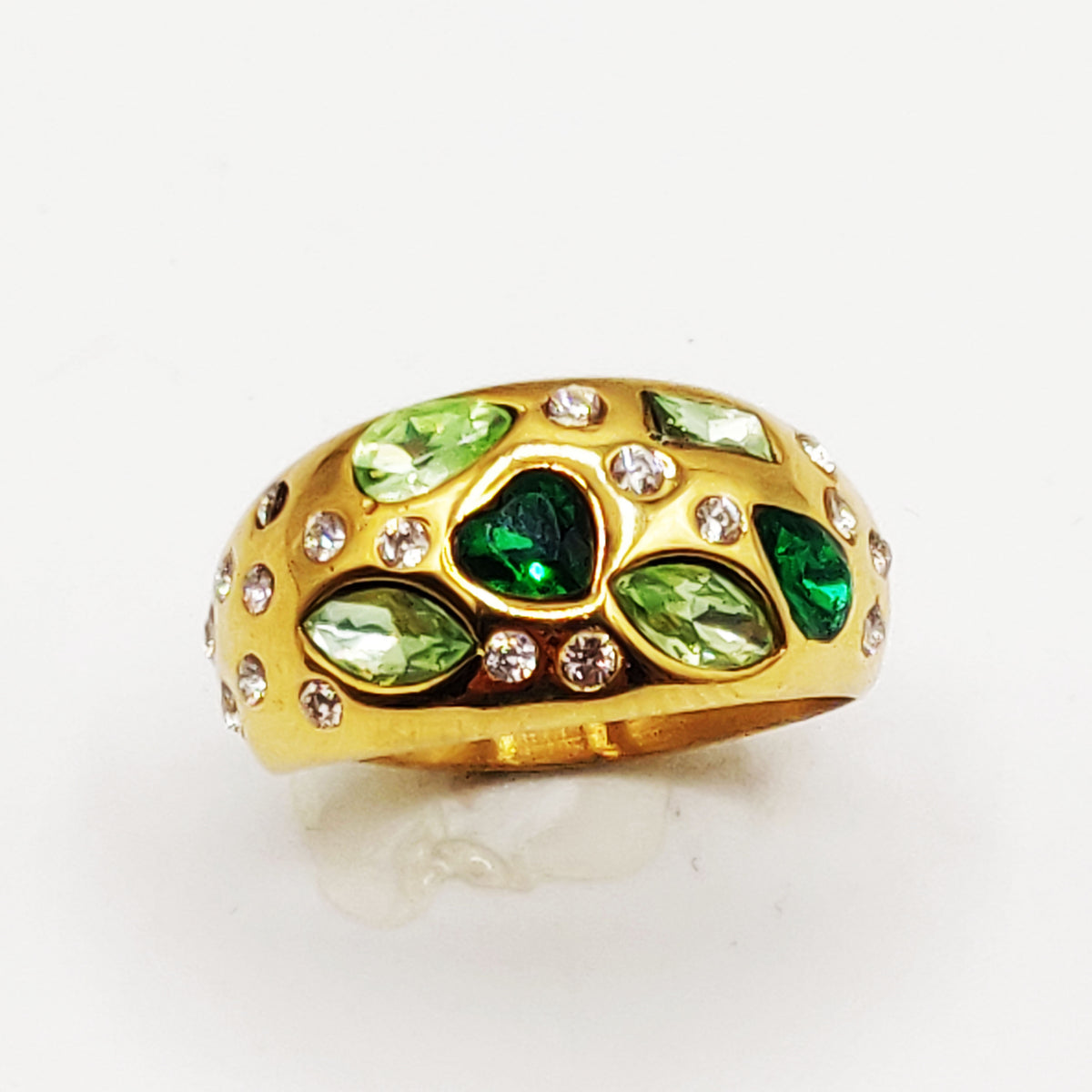 Bague Cristaux Multiformes Verts et Transparents Luxe