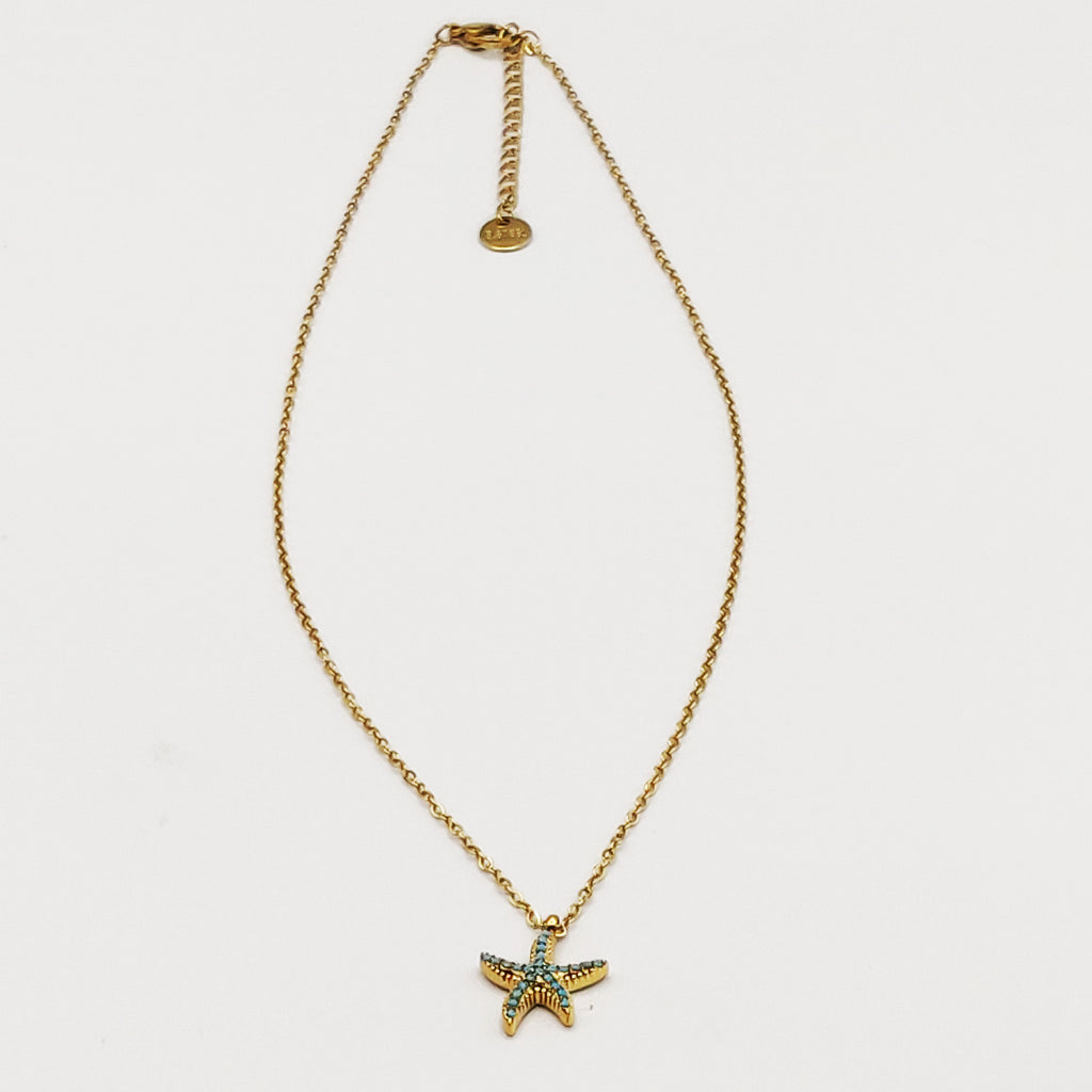 Collier Étoile de Mer Perles d'imitation Bleues