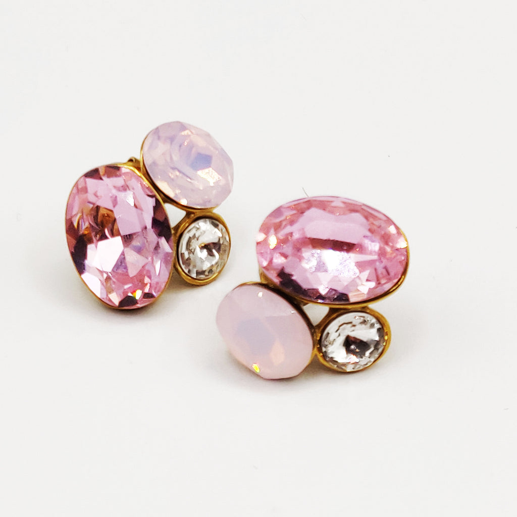 Boucles d'oreilles Cristaux Roses Luxe