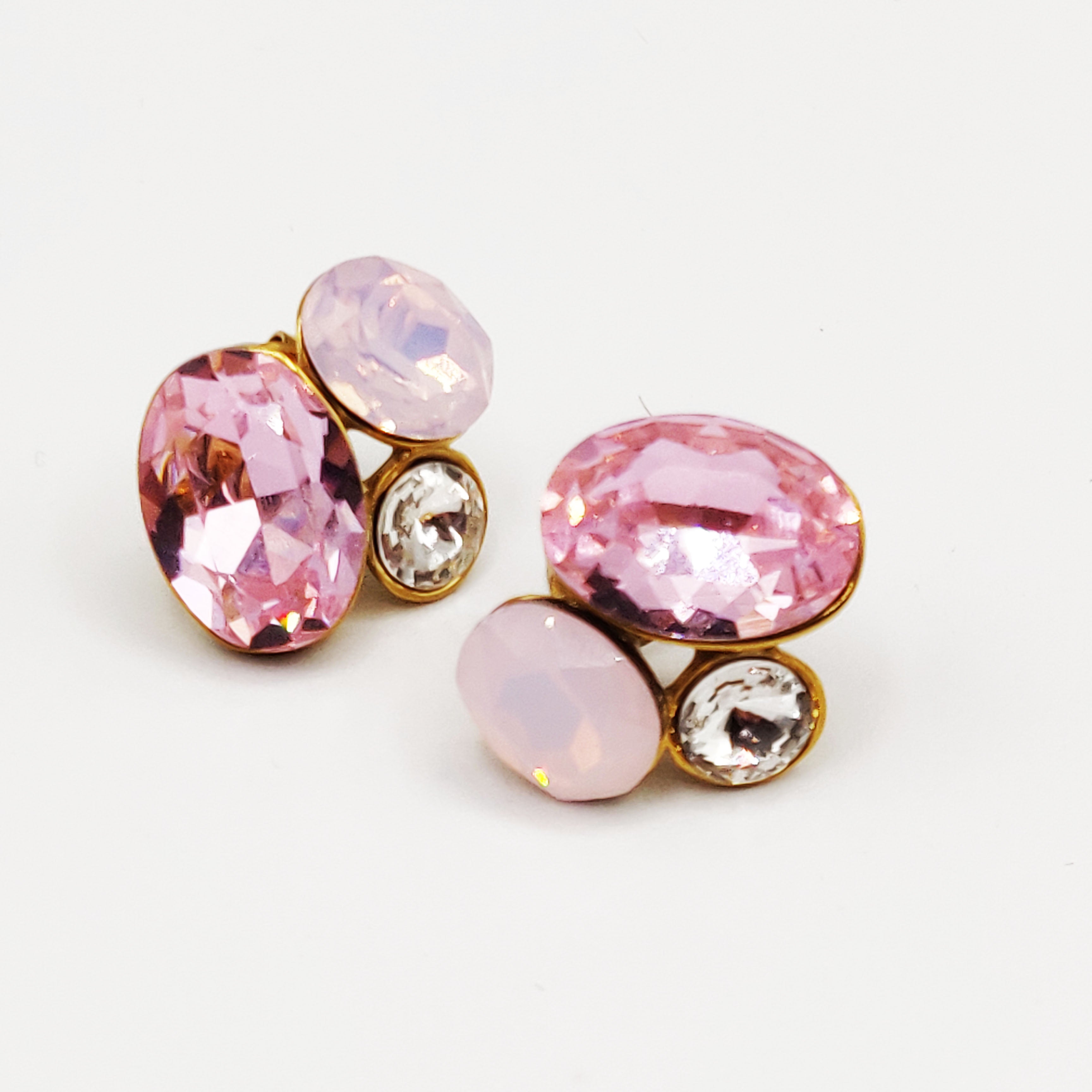 Boucles d'oreilles Cristaux Roses Luxe