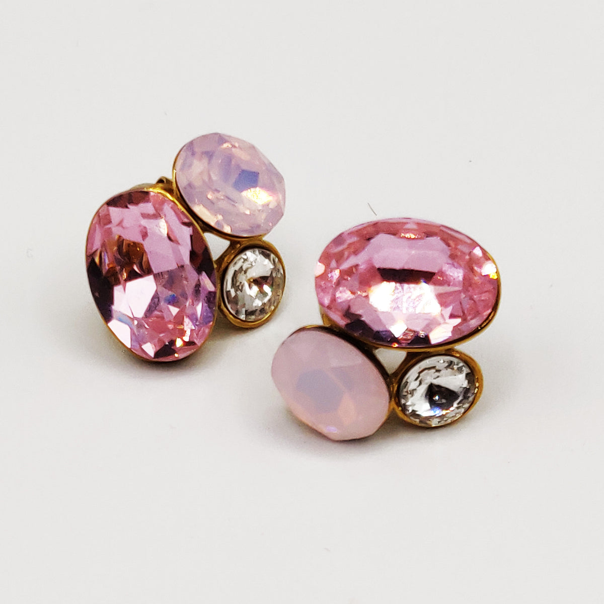 Boucles d'oreilles Cristaux Roses Luxe