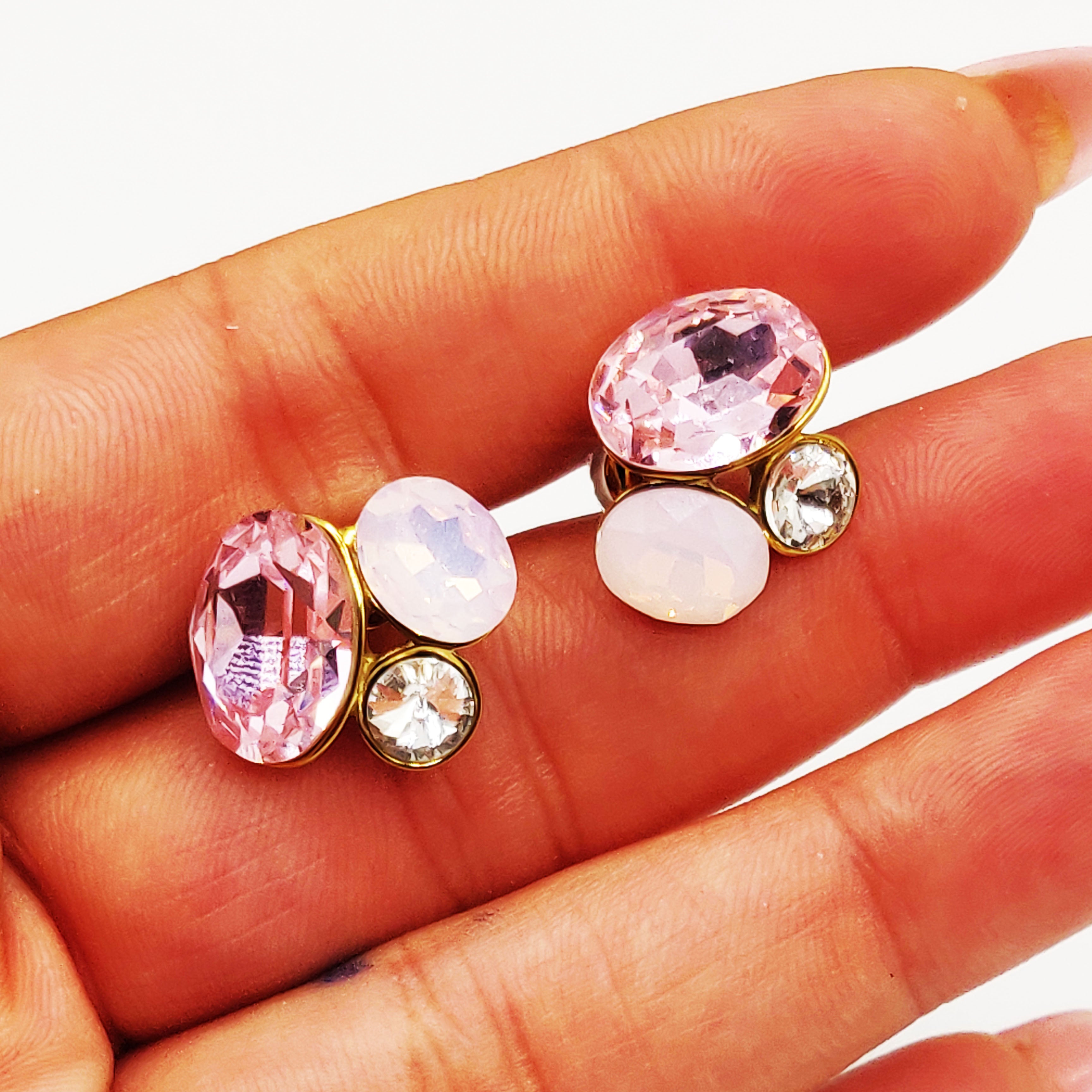 Boucles d'oreilles Cristaux Roses Luxe