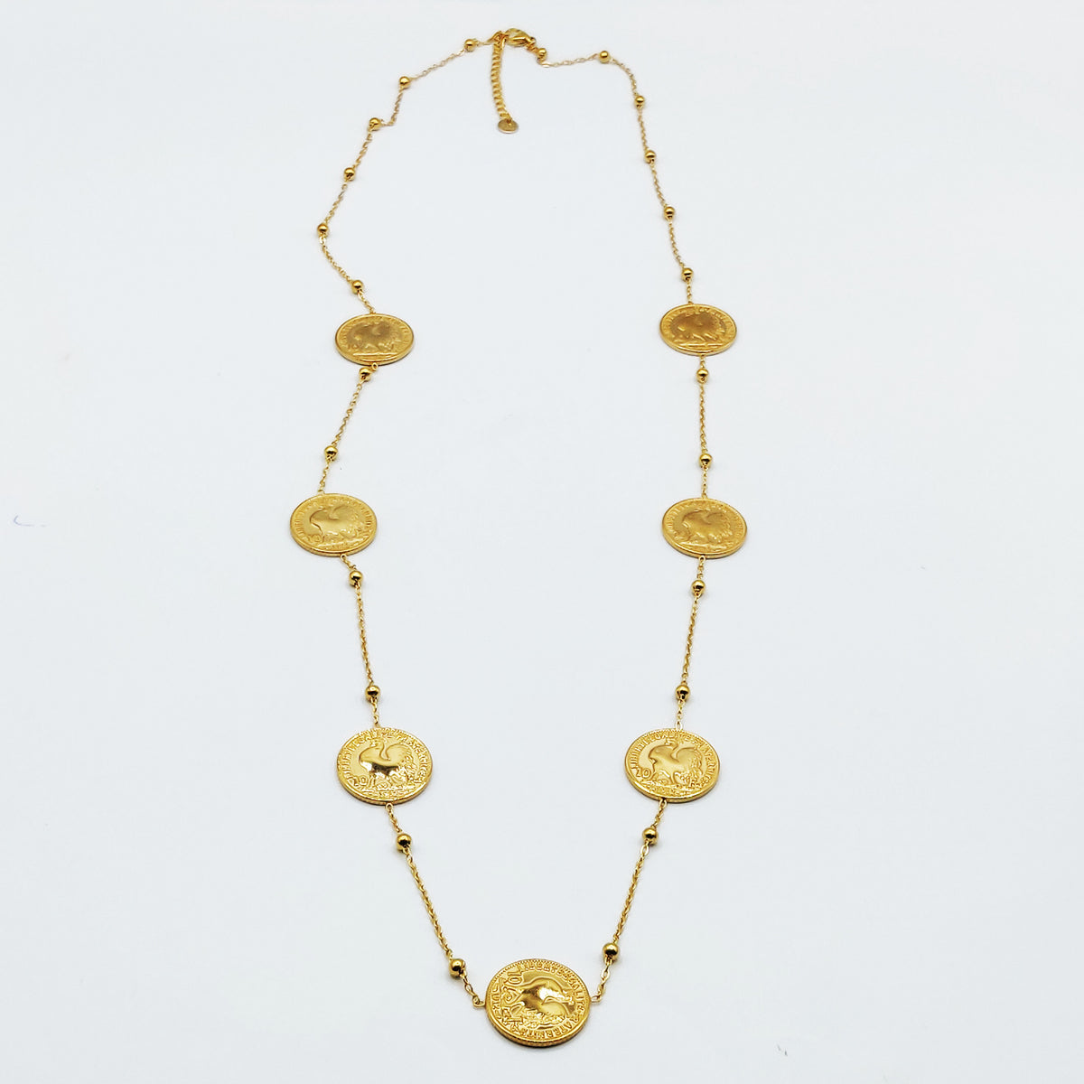 Collier / Sautoir Multi Louise Coq et Perles d'imitation Dorées Luxe