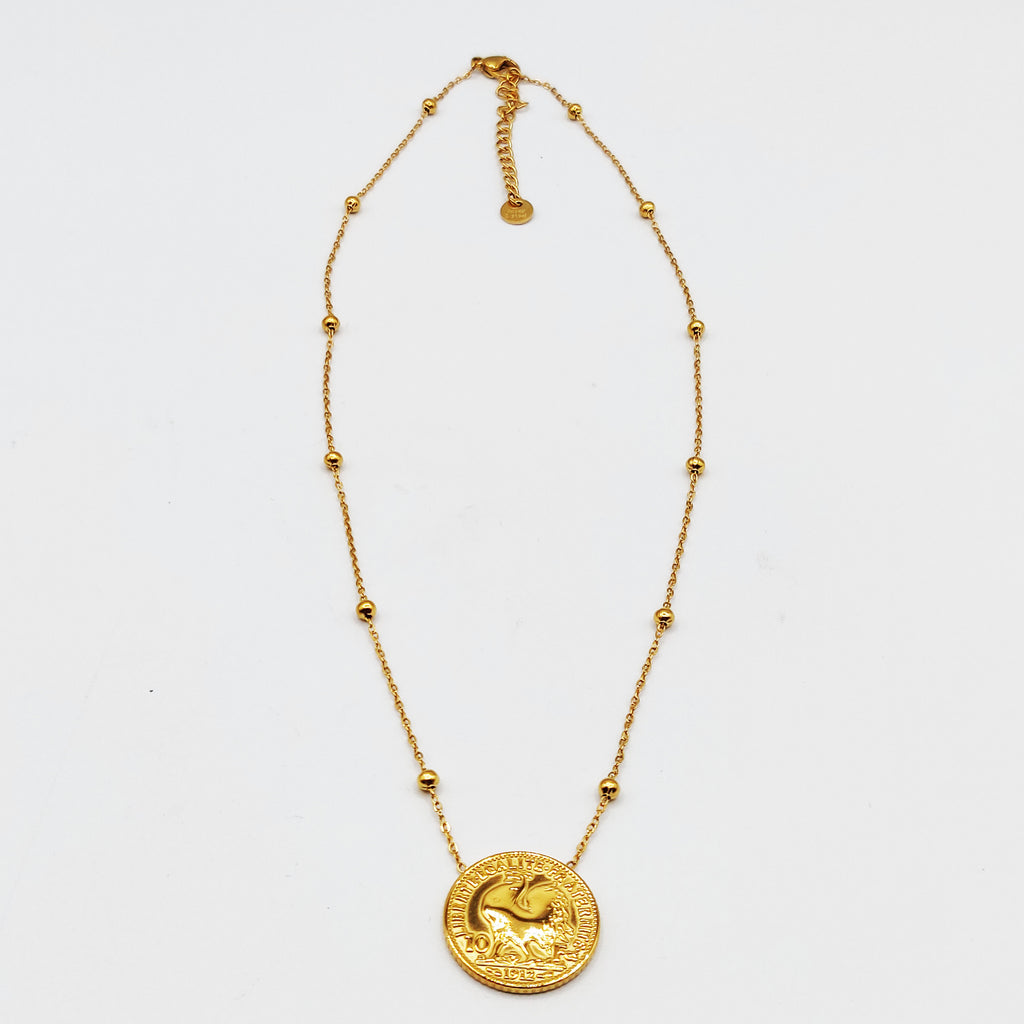 Collier Louise Napoleon et Perles d'imitation Dorées Luxe