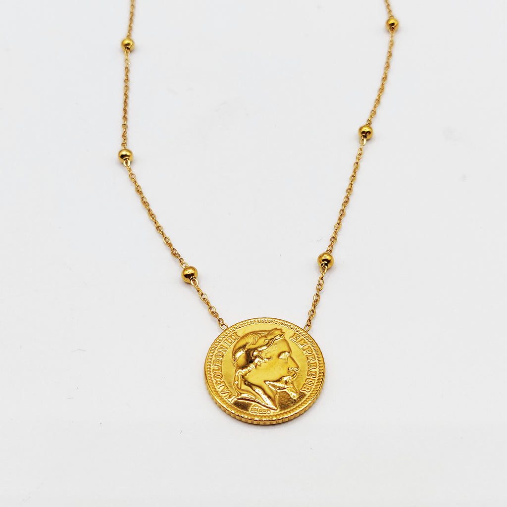 Collier Louise Napoleon et Perles d'imitation Dorées Luxe