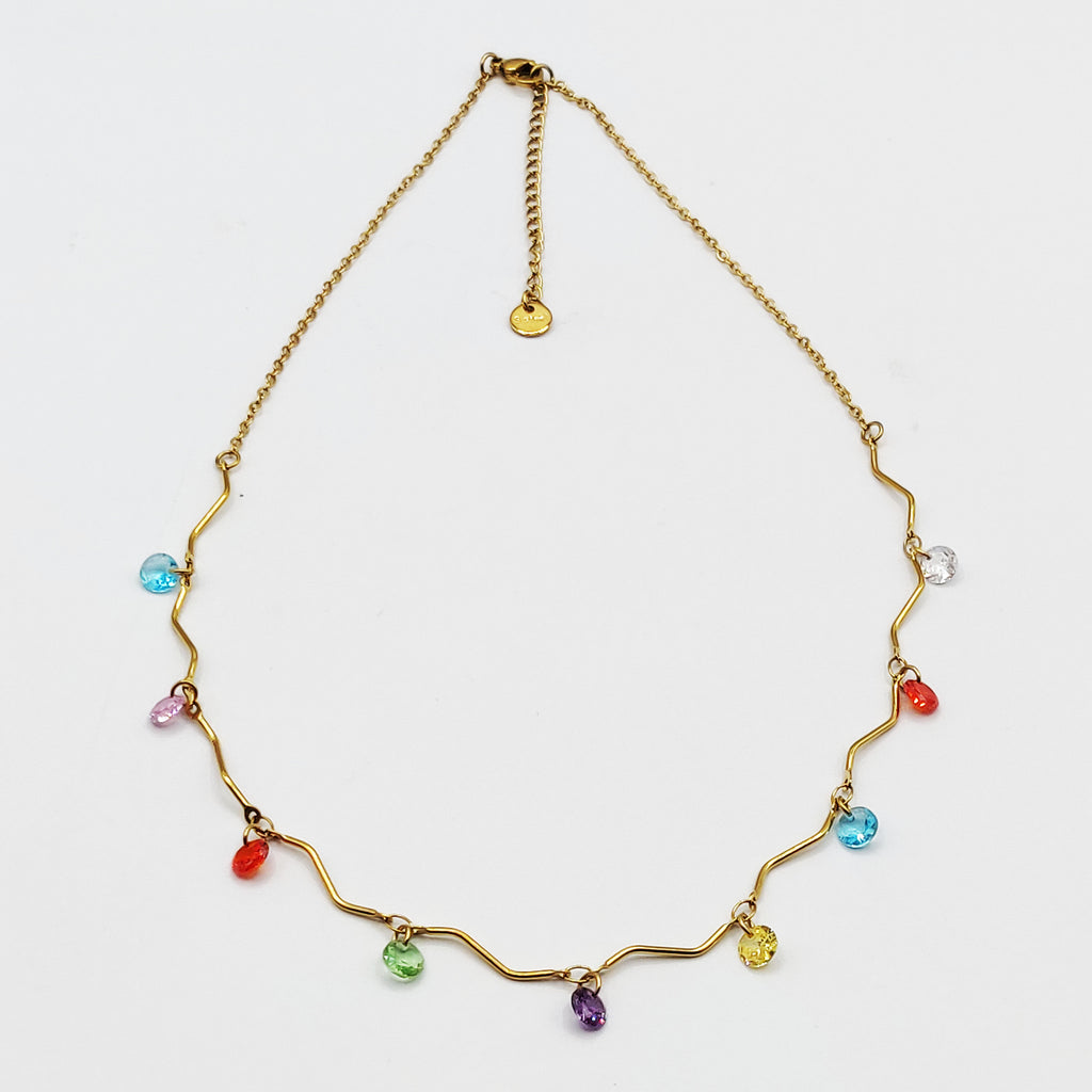 Collier Mi-Rigide Multi Cristaux Multicolores Luxe