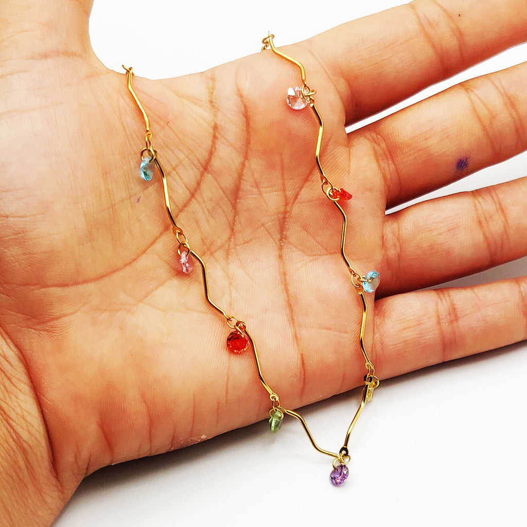 Collier Mi-Rigide Multi Cristaux Multicolores Luxe