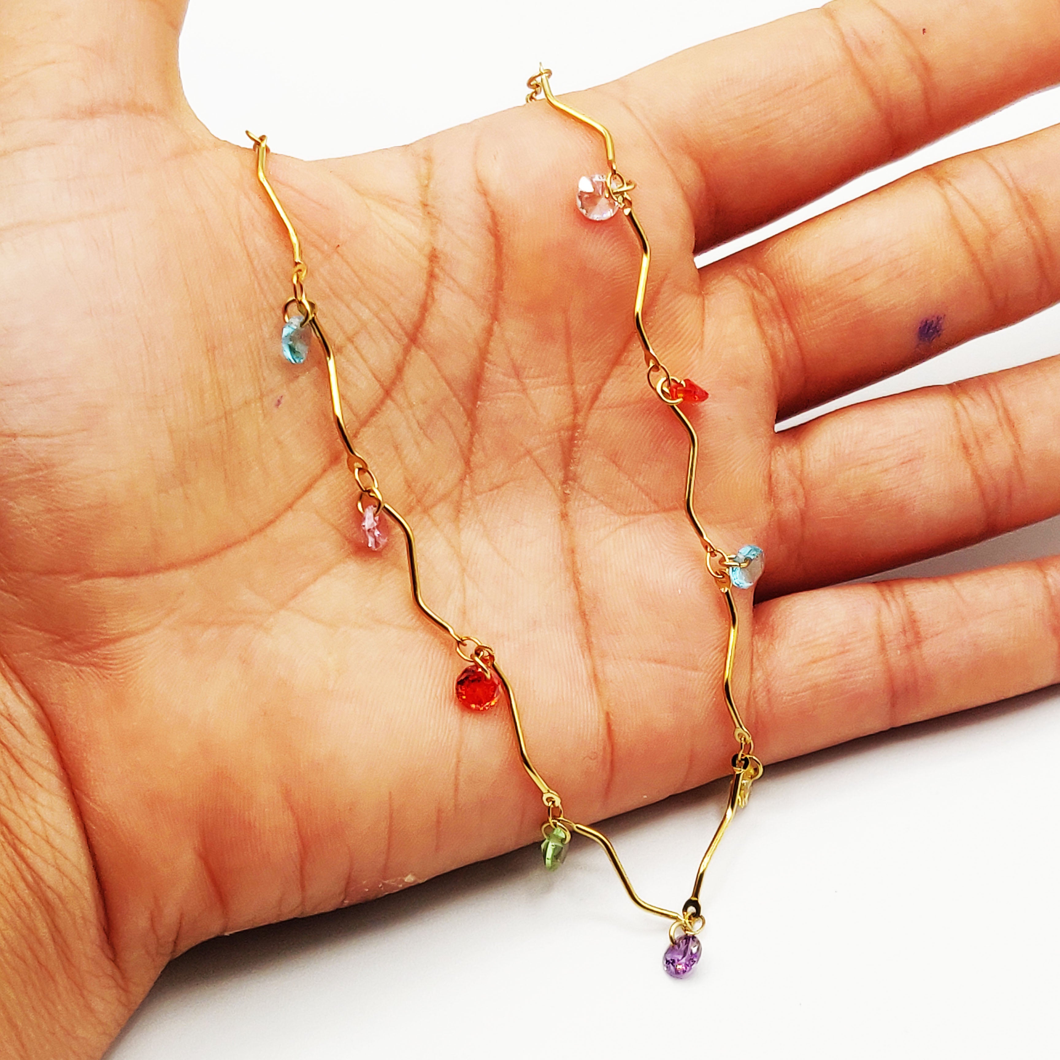Collier Mi-Rigide Multi Cristaux Multicolores Luxe