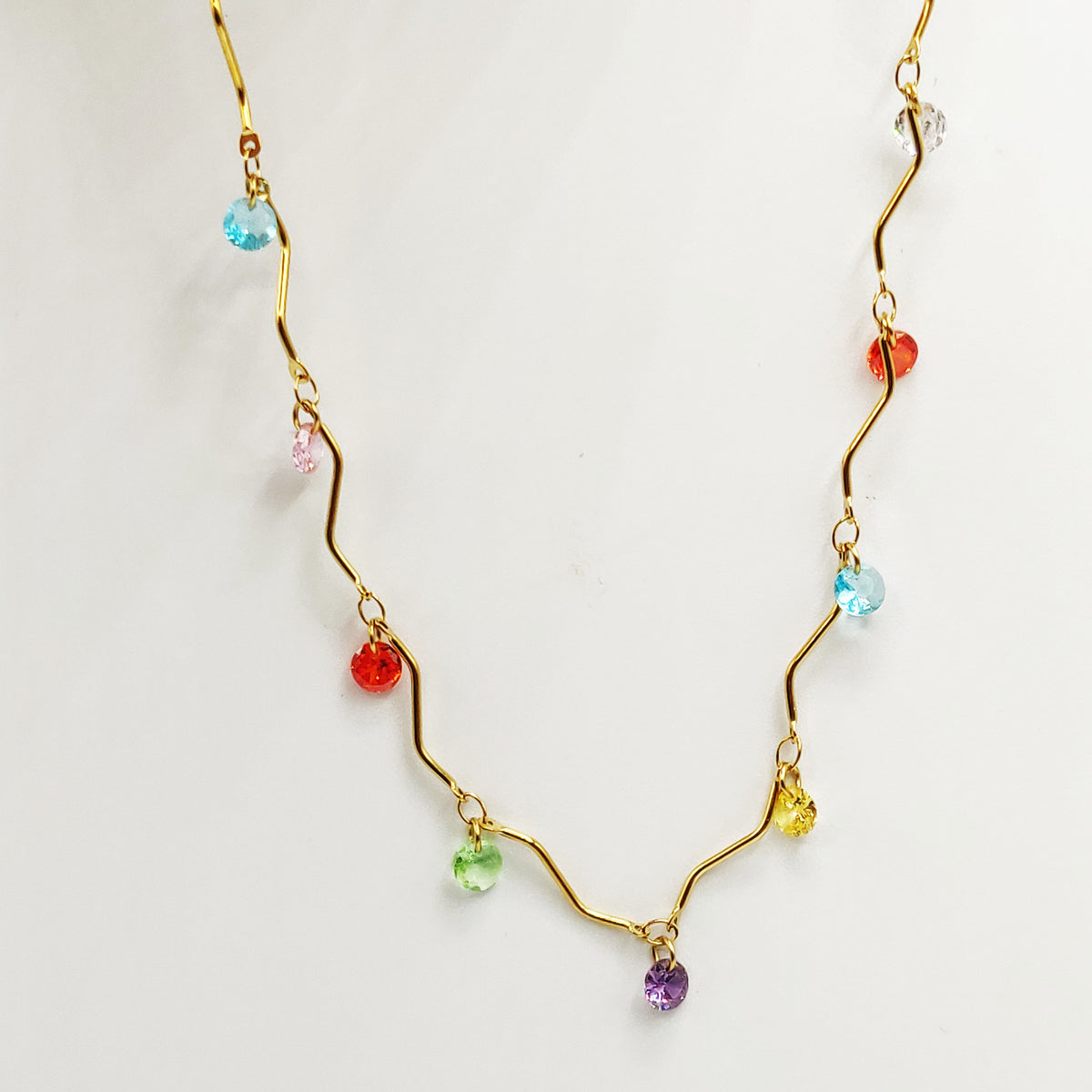 Collier Mi-Rigide Multi Cristaux Multicolores Luxe