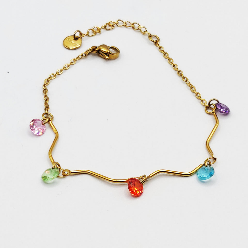 Bracelet Mi-Rigide Multi Cristaux Multicolores Luxe